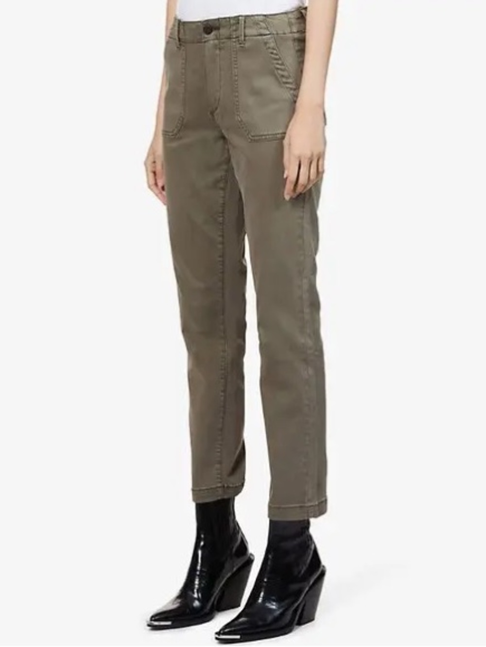 PAIGE Mayslie Straight Ankle Utility Pants Olive Green Women Size 26